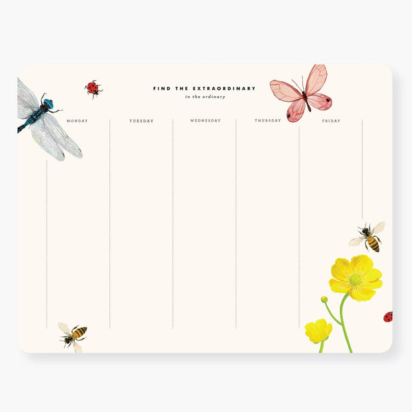 Garden Friends Weekly Calendar Pad - Freshie & Zero Studio Shop