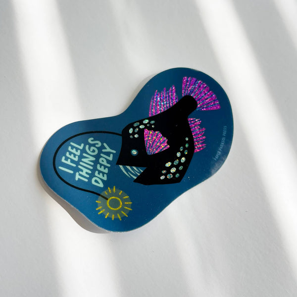 I Feel Things Deeply Anglerfish Vinyl Stardust Sticker - Freshie & Zero Studio Shop