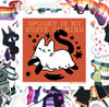 Spooky is My State of Mind Ghost Cat sticker by Shelley Couvillion featuring a playful ghost cat design on a white background