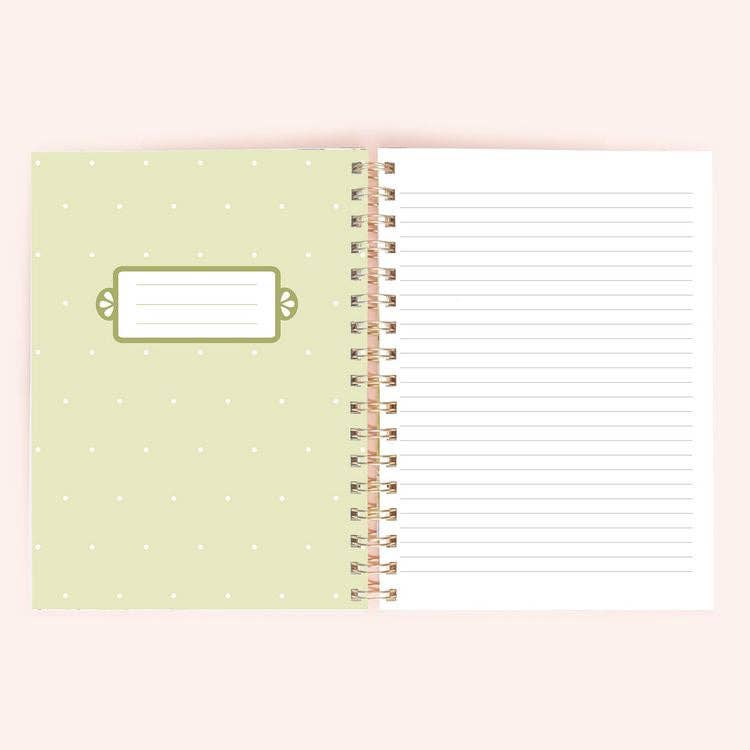 Medium Spiral Notebook: Green Florals - Freshie & Zero Studio Shop