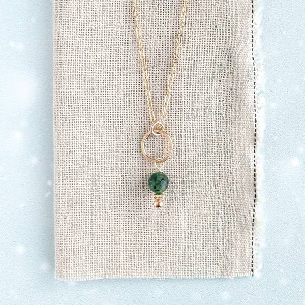 kelp green little gemstone necklace - Freshie & Zero Studio Shop