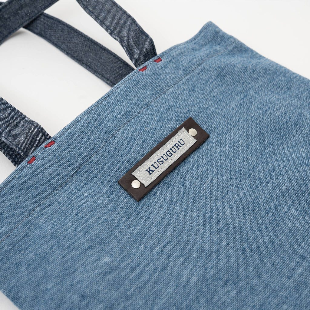 Embroidered Cat Tiny Book Tote - Blue | Kusuguru Japan - Freshie & Zero Studio Shop