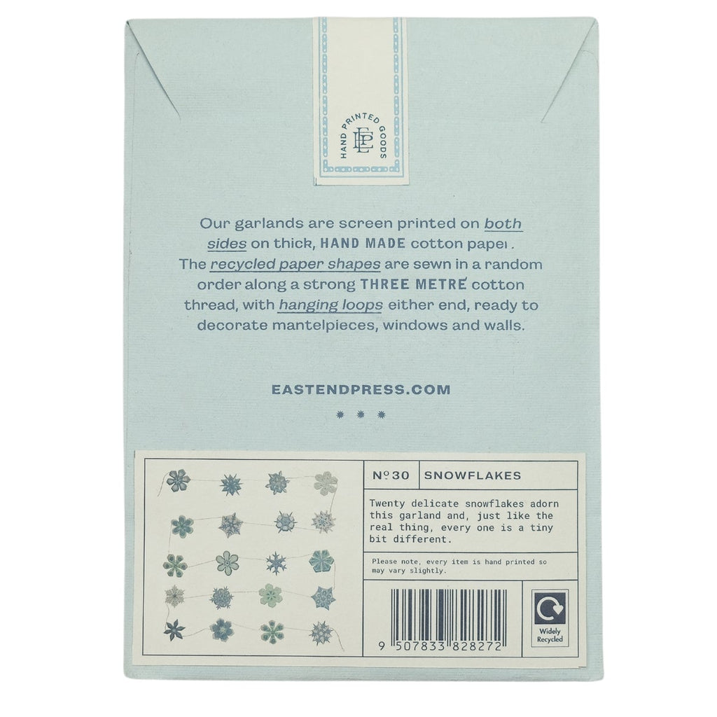 Snowflakes Screen Printed Paper Garland by East End Press - Freshie & Zero Studio Shop