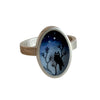 Nighttime Owl Sterling Silver Hand Painted Ring by Fernworks - Freshie & Zero Studio Shop