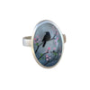 Cherry Blossom Bird Sterling Silver Hand Painted Ring by Fernworks - Freshie & Zero Studio Shop