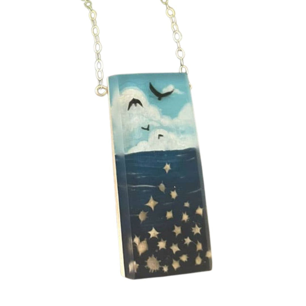 Star Sand: Sky, Hand Painted Pendant Necklace by Fernworks - Freshie & Zero Studio Shop