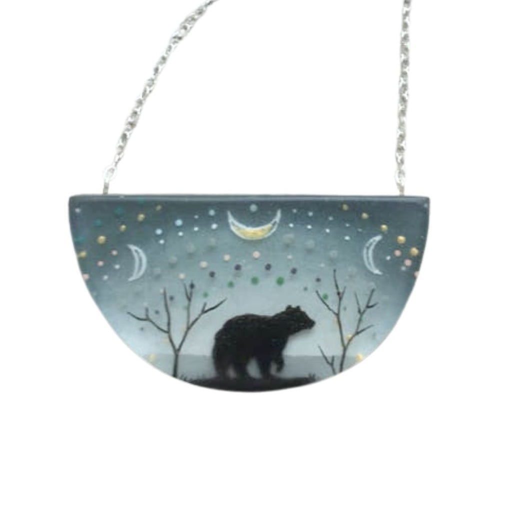 Spirit Bear, Hand Painted Pendant Necklace by Fernworks - Freshie & Zero Studio Shop