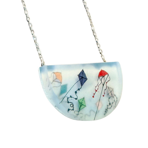 Kites, Hand Painted Pendant Necklace by Fernworks - Freshie & Zero Studio Shop