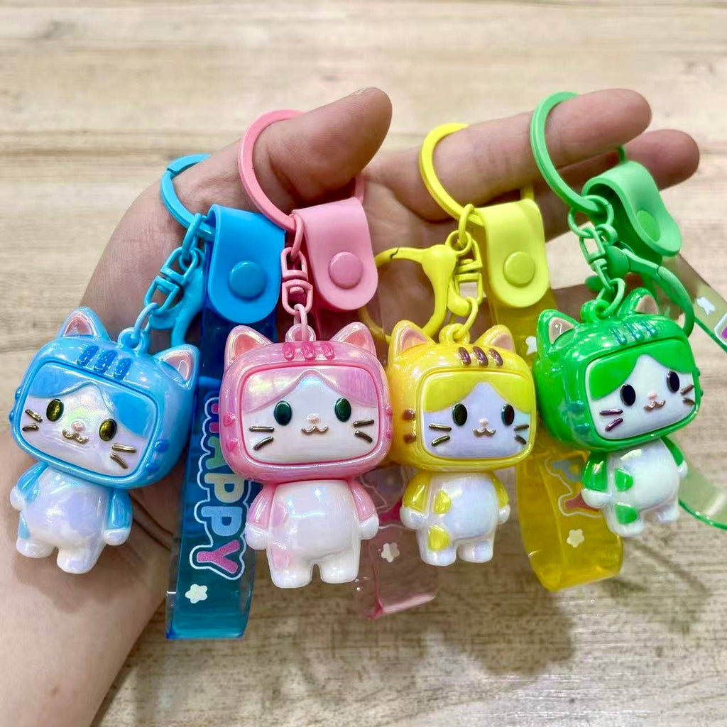 TV Cat Key Charm Keychain - Freshie & Zero Studio Shop