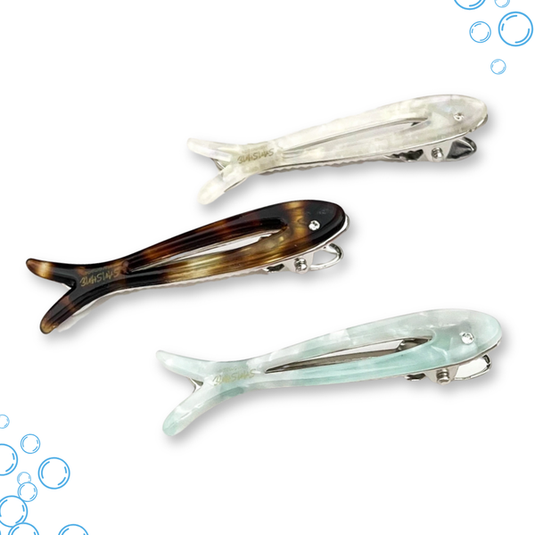 Hollow Fishbone Acetate Hair Clip, Fish Design Duckbill Clip: B - Freshie & Zero Studio Shop