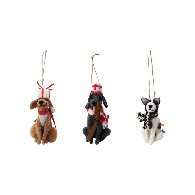 Festive Dogs Felted Wool Ornaments - Freshie & Zero Studio Shop