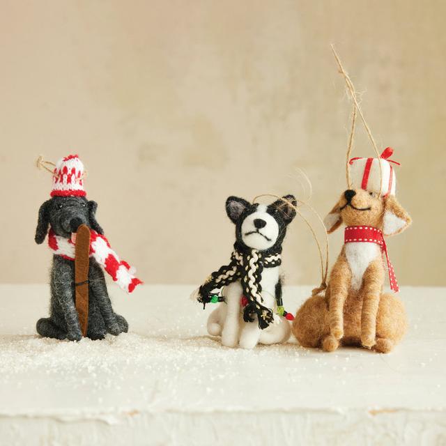 Festive Dogs Felted Wool Ornaments - Freshie & Zero Studio Shop