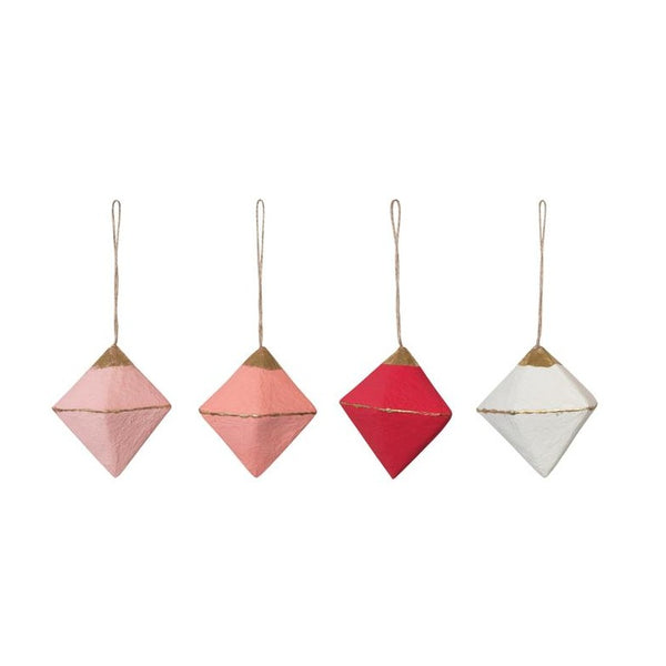 Recycled Paper Mache Geometric Ornament with Gold Foil - Freshie & Zero Studio Shop