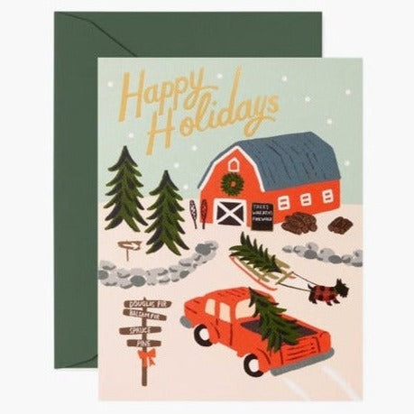 Holiday Tree Farm Boxed Set of 8 Cards by Rifle Paper Co - Freshie & Zero Studio Shop