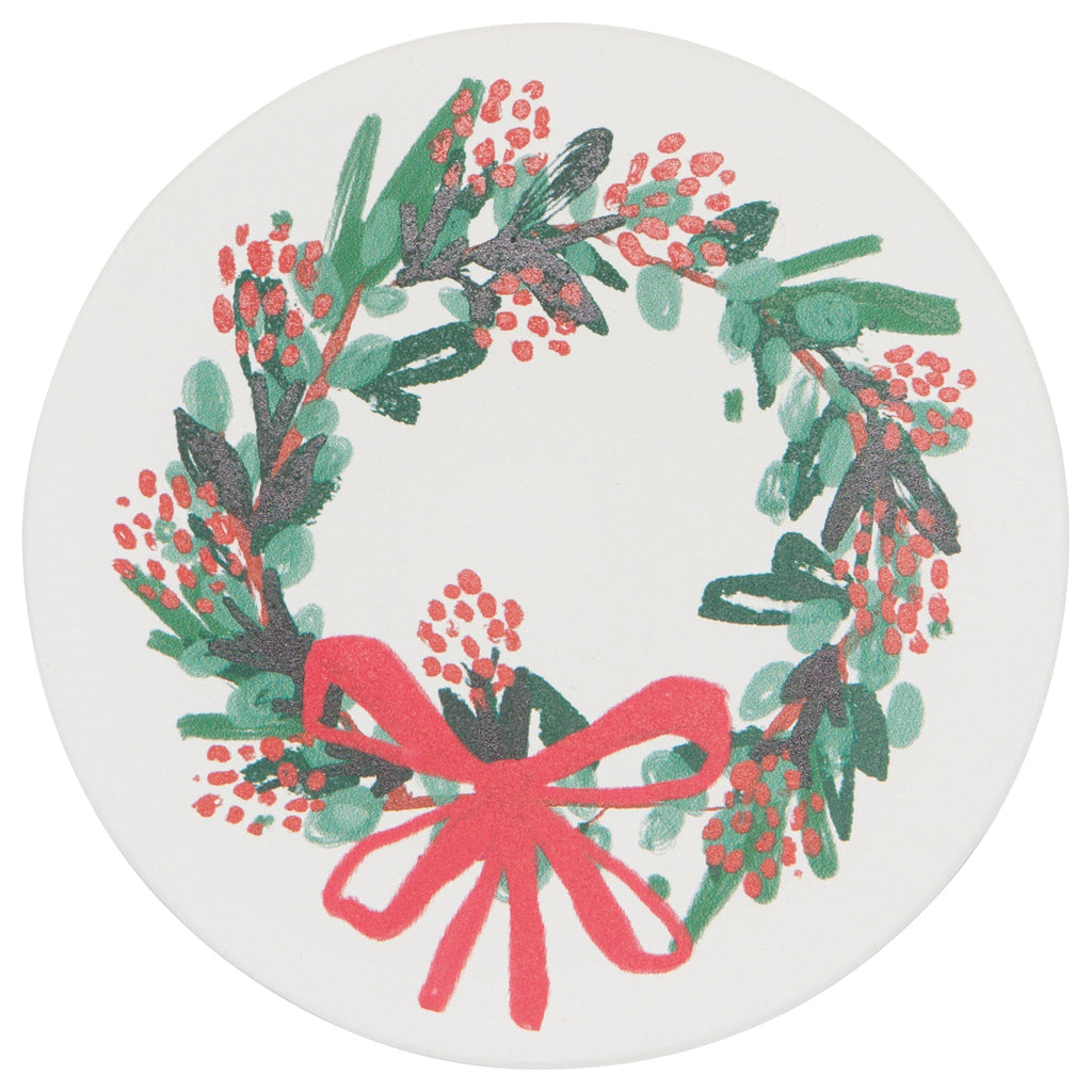 Absorbent Ceramic Coasters: Holiday Wreaths - Freshie & Zero Studio Shop