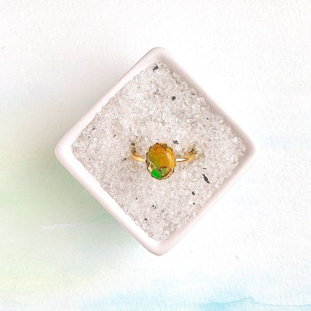 Green Copper Turquoise Mosaic Ring - Freshie & Zero Studio Shop