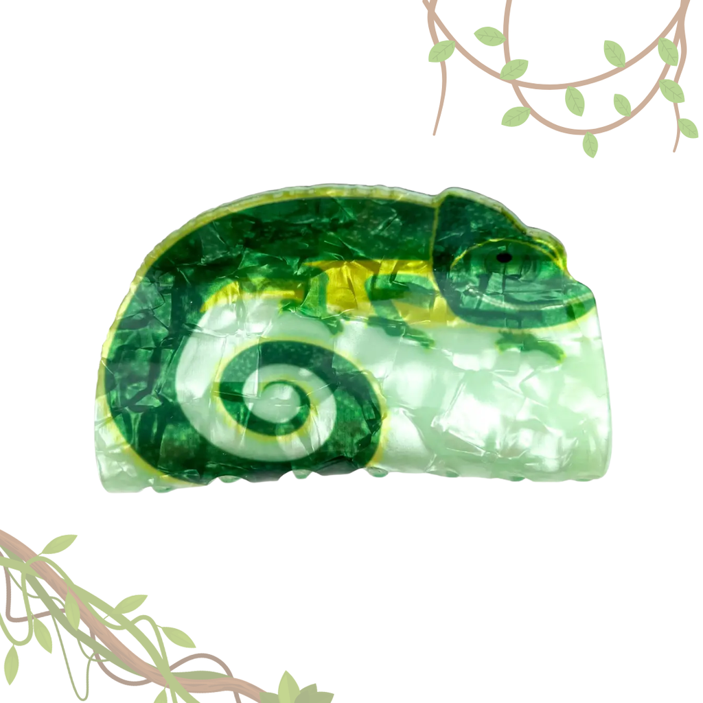 Green Lizard Hair Claw Clip: Yellow-bellied lizard - Freshie & Zero Studio Shop