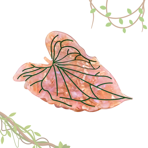 Lotus Leaf Hair Claw Clip, Elegant Acetate Leaf Hair Clip: Pink - Freshie & Zero Studio Shop