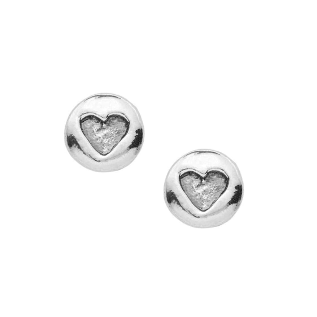 Heart Stamped Sterling Silver Stud Earrings - Freshie & Zero Studio Shop
