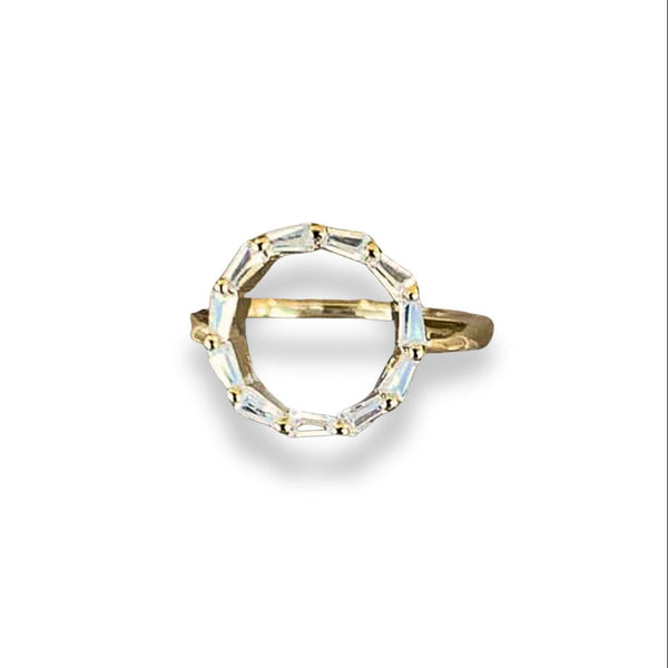 Hestia Adjustable Crystal Open Circle Gold Ring - Freshie & Zero Studio Shop