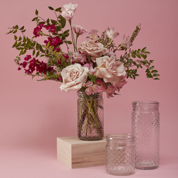 Clear Glass Hobnail Jar Vase - Freshie & Zero Studio Shop