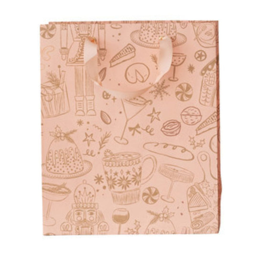 Gold Christmas Icons Holiday Gift Bag | 3 Sizes - Freshie & Zero Studio Shop