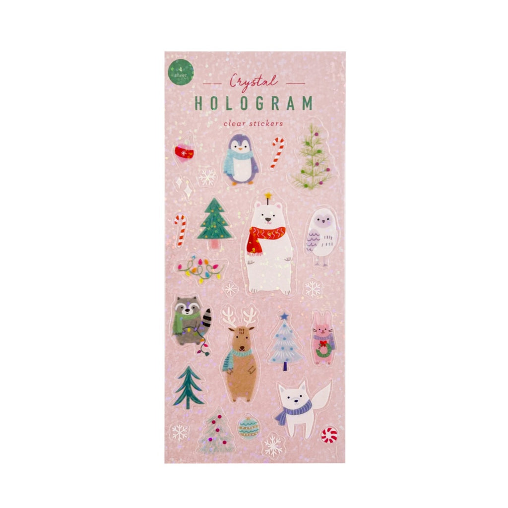 Holiday Animals Crystal Hologram Clear Stickers - Freshie & Zero Studio Shop