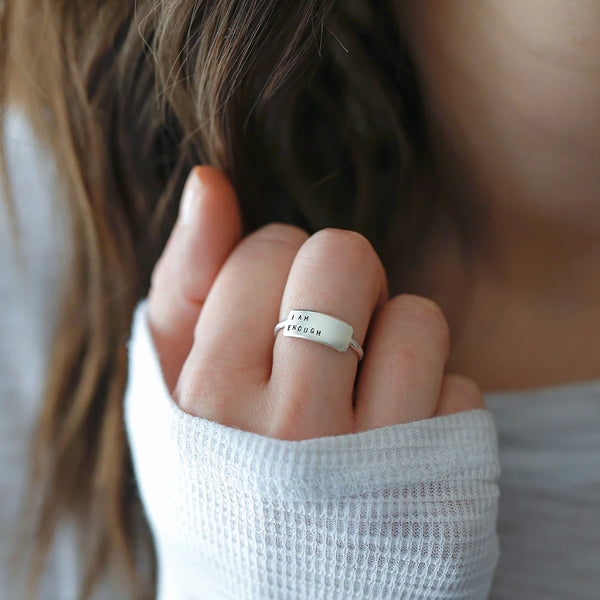 I Am Enough: Inspirational Stamped Ring - Freshie & Zero Studio Shop