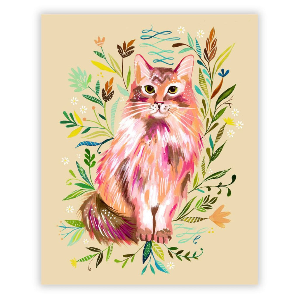 Colorful Prairie Cat art print by Katie Daisy, featuring vibrant floral and feline artwork on a poster or print.