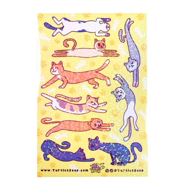 Long Cats Sparkly Sticker Sheet - Freshie & Zero Studio Shop