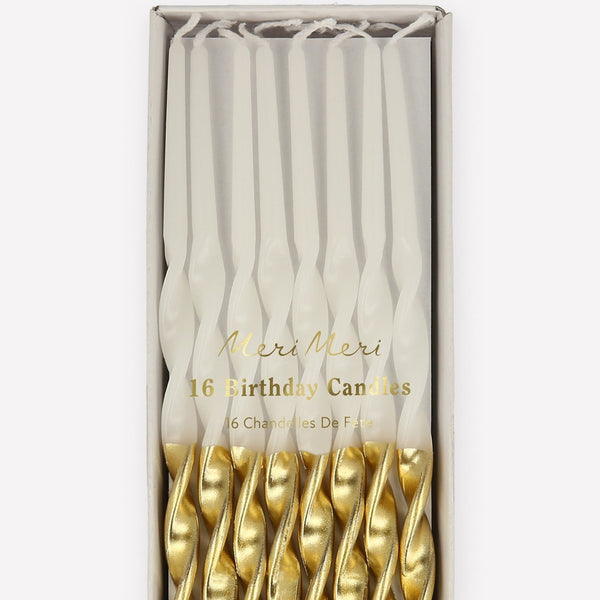 Gold Dipped Twisted Birthday Candles - Freshie & Zero Studio Shop