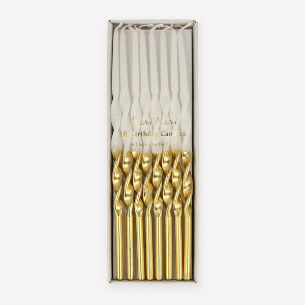 Gold Dipped Twisted Birthday Candles - Freshie & Zero Studio Shop