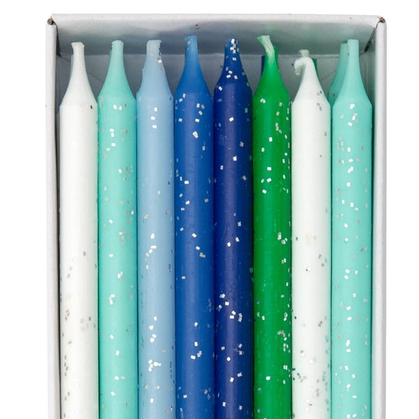 Blue & Green Glitter Birthday Candles - Freshie & Zero Studio Shop