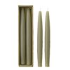 Set of two 10-inch muted olive taper candles from Creative Co-Op, featuring smooth wax with unlit wicks for elegant decor.