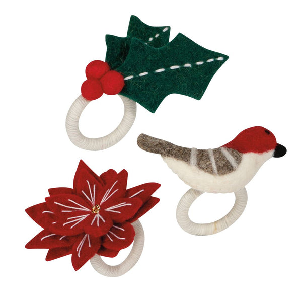 Felted Wool Holiday Napkin Ring Sets - Freshie & Zero Studio Shop
