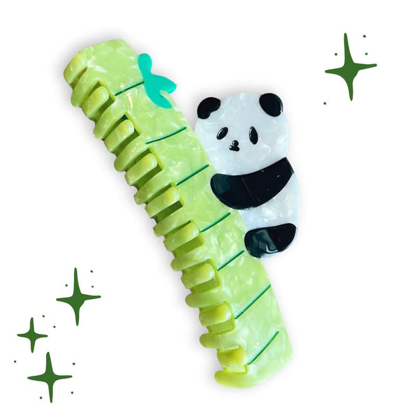 Panda on Bamboo Hair Claw Clip - Freshie & Zero Studio Shop