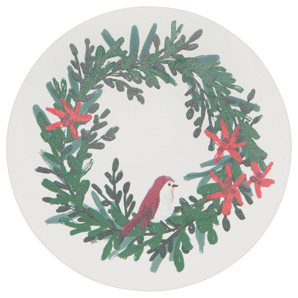 Absorbent Ceramic Coasters: Holiday Wreaths - Freshie & Zero Studio Shop