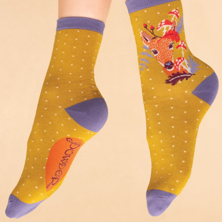 Deer and Mushroom Socks by Powder UK - Freshie & Zero Studio Shop