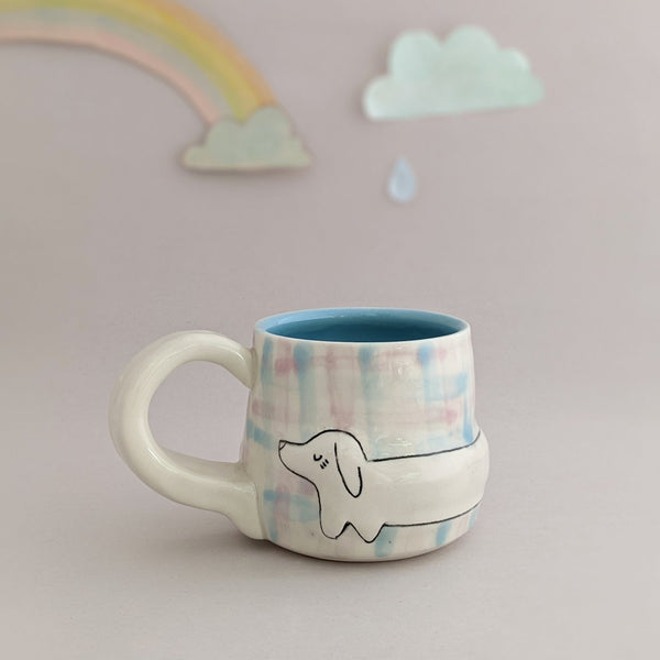 Handmade Ceramic Plaid Dachshund Mug - Freshie & Zero Studio Shop