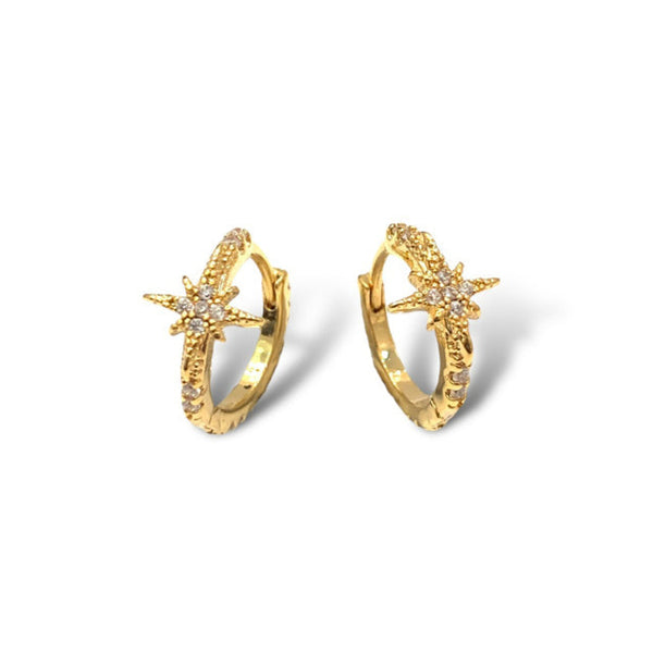 Theia Star Petite Huggie Hoop Gold Earrings - Freshie & Zero Studio Shop