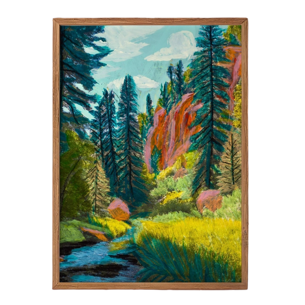 El Baker Art Jemez Forest travel art print, 8x10 poster featuring scenic forest landscape artwork.