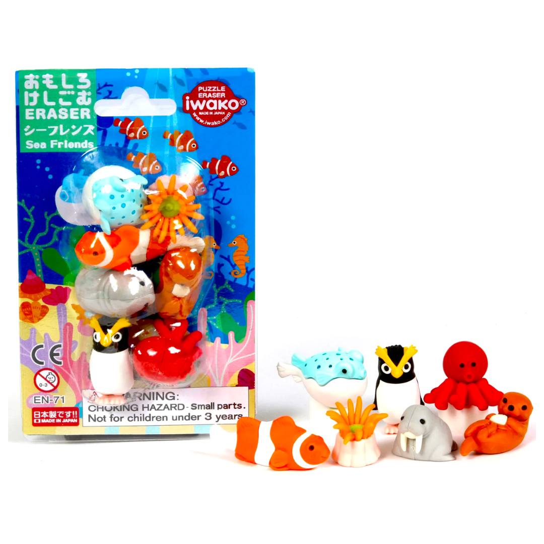 Eve Re:Smileくじpuku puku sealコンプリートセット Iwako Sea Friends Puzzle Eraser Set of 7 | Freshie & Zero
