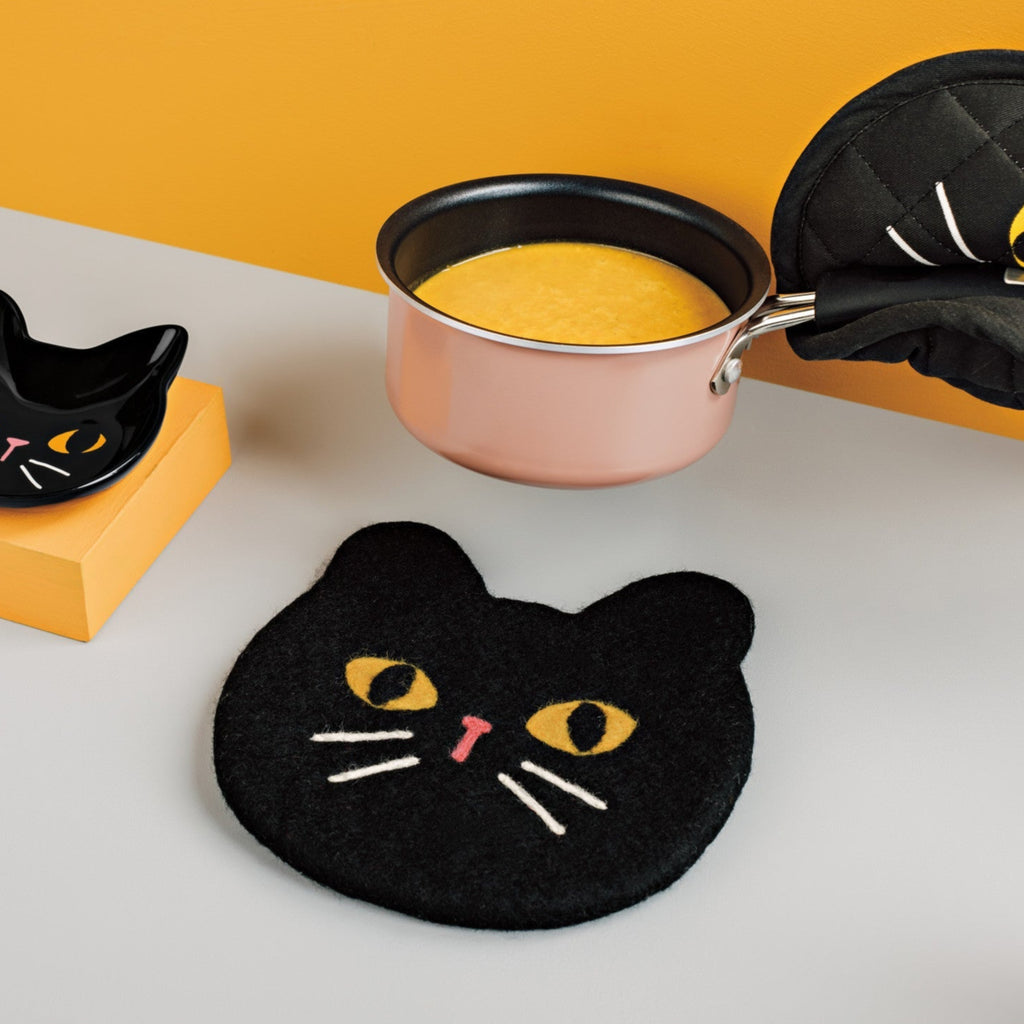 Black Cat Felted Wool Trivet by Danica - Freshie & Zero Studio Shop