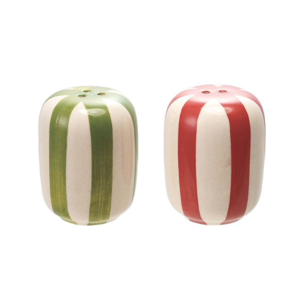 Red and Green Striped Salt and Pepper Shakers - Freshie & Zero Studio Shop
