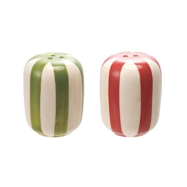 Red and Green Striped Salt and Pepper Shakers - Freshie & Zero Studio Shop