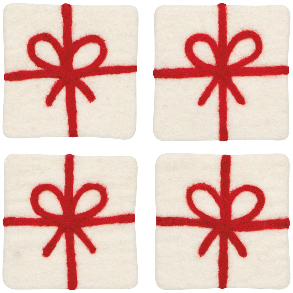 Christmas Present Felted Wool Coasters - Set of 4 - Freshie & Zero Studio Shop