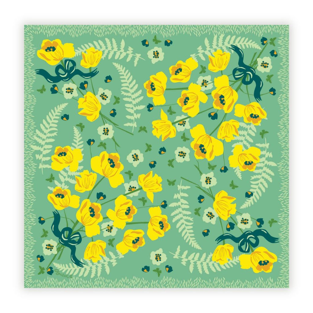 Yellow + Green Daffodil Cotton Bandana - Freshie & Zero Studio Shop