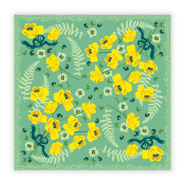 Yellow + Green Daffodil Cotton Bandana - Freshie & Zero Studio Shop