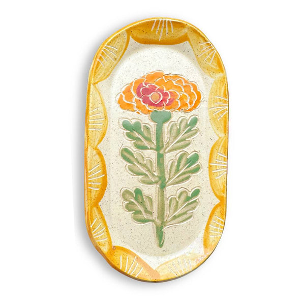 Marigold Yellow Ceramic Sgraffito Trinket Dish - Freshie & Zero Studio Shop