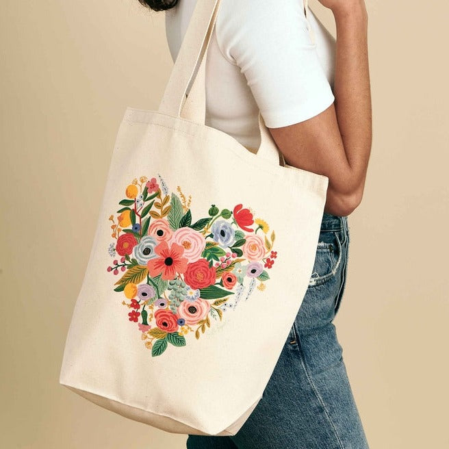 Flower Heart Canvas Tote by Rifle Paper Co - Freshie & Zero Studio Shop